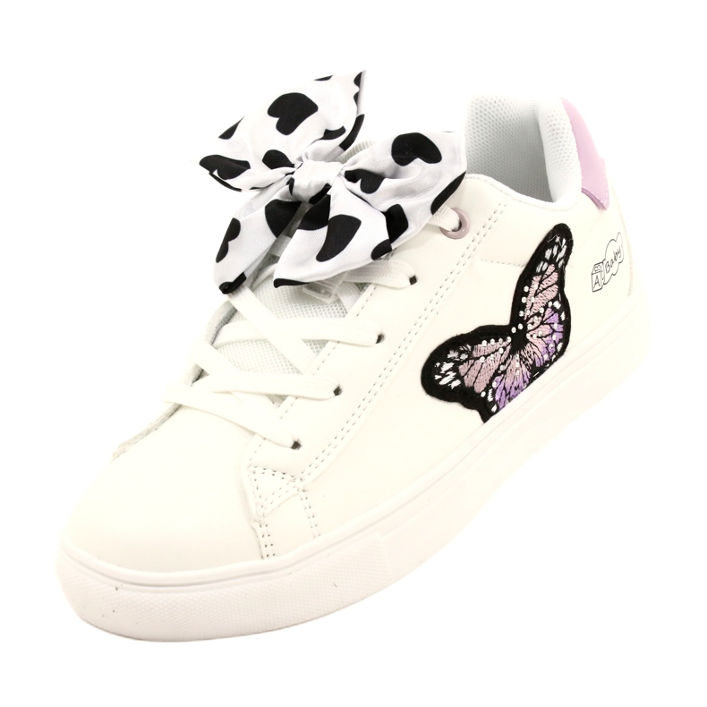 White sports sneakers with a bow and a butterfly American Club ES64 4