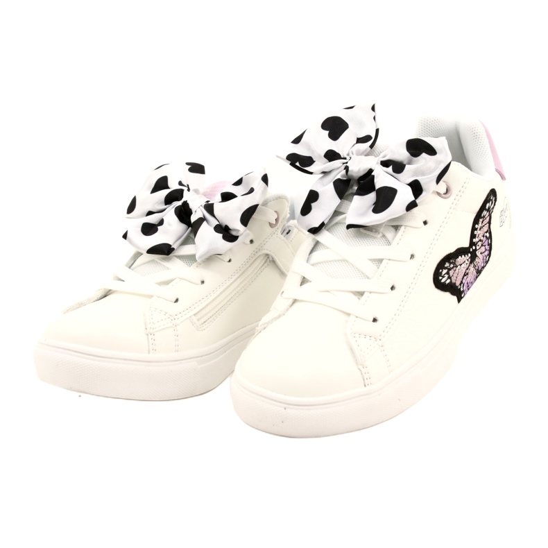 White sports sneakers with a bow and a butterfly American Club ES64 2