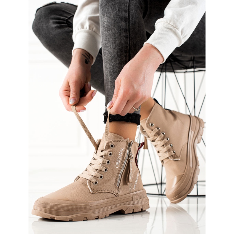 Sabatina Sneakers With A Zipper beige 1