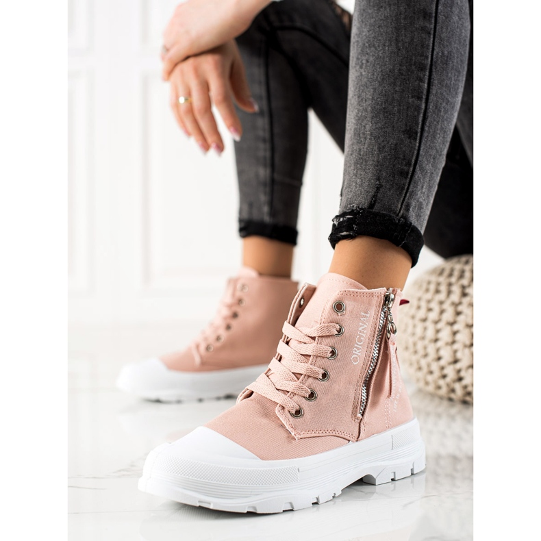 Sabatina Sneakers With A Zipper pink 1