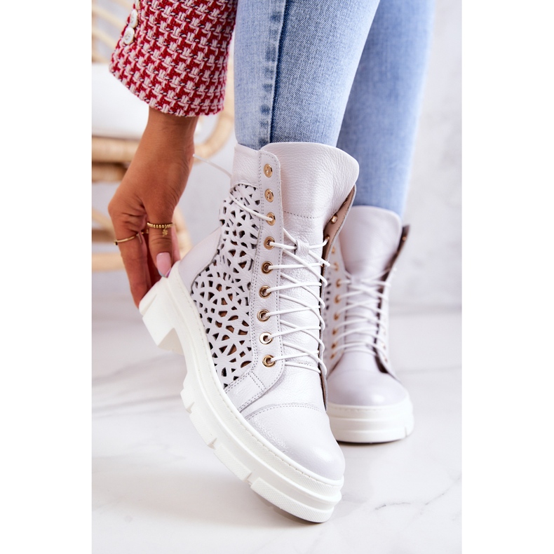 FILIPCZYK White Aileen openwork leather boots 2