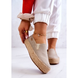 Women's Braided Sneakers Slip On Big Star JJ274394 Beige 1