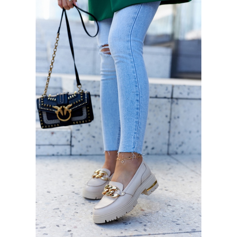 PA2 Women's Loafers Leather Loafers Beige Mollie 1