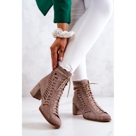 Suede Openwork Boots Maciejka 05508-04 Beige 2