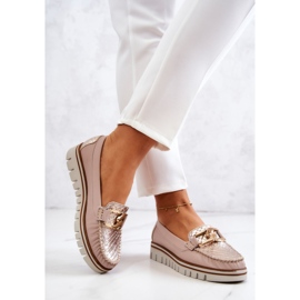 Lemar Women's Leather Loafers On Beige Venesia Platform 2 Lemar Women's Leather Loafers On Beige Venesia Platform 2