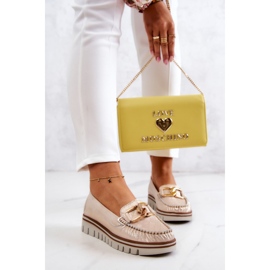 Lemar Women's Leather Loafers On The Golden Venesia Platform 2