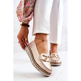 Lemar Women's Leather Loafers On The Golden Venesia Platform 1