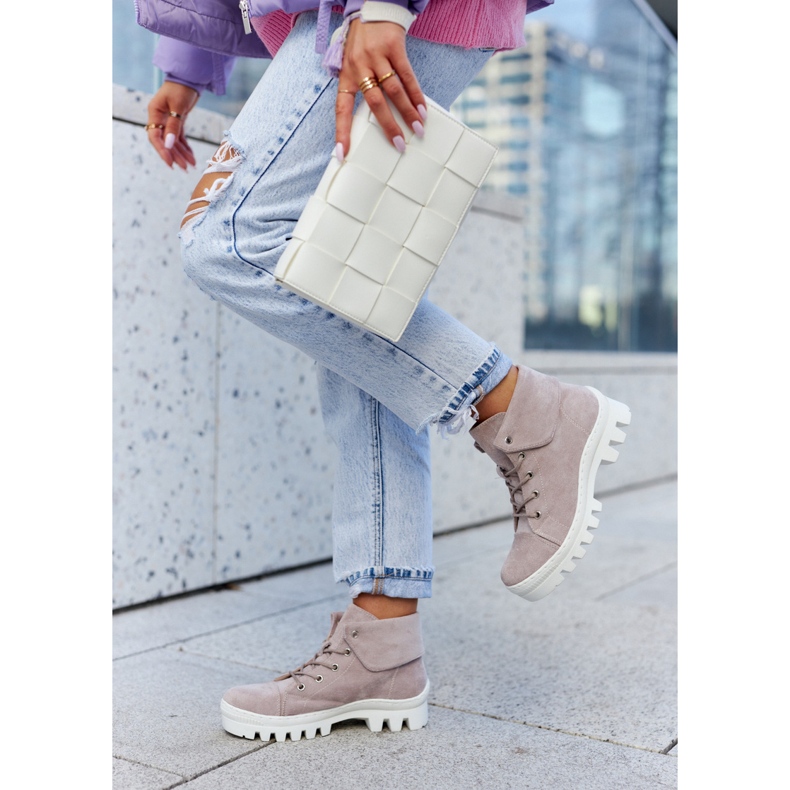 S.Barski Suede Boots Tied Light purple Dalles 1