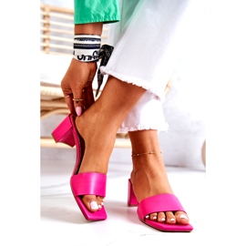 FJ1 Leather Slippers On Heel Pink Netty 3