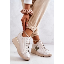 Leather Sport Shoes On Wedge Maciejka 05492-04 Beige 2