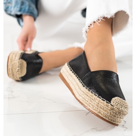 Clowse Shimmering Black Espadrilles 1