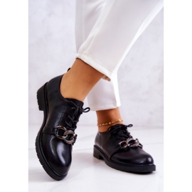 S.Barski Leather shoes tied with a black larosa ornament 2