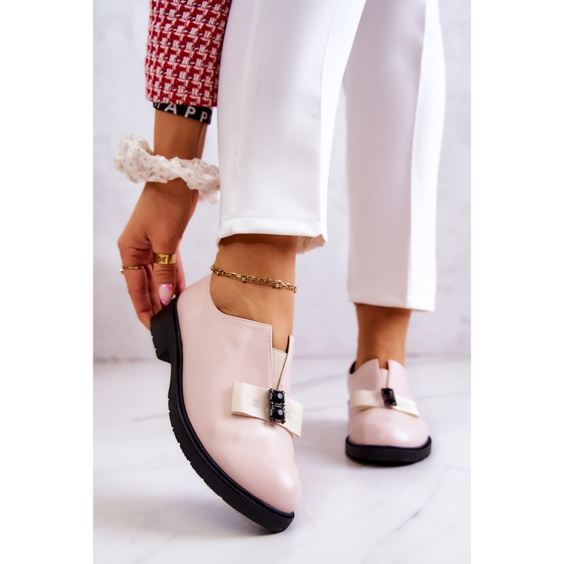 S.Barski Women's Brogues Slip On With Beige Janelle Decoration pink 1