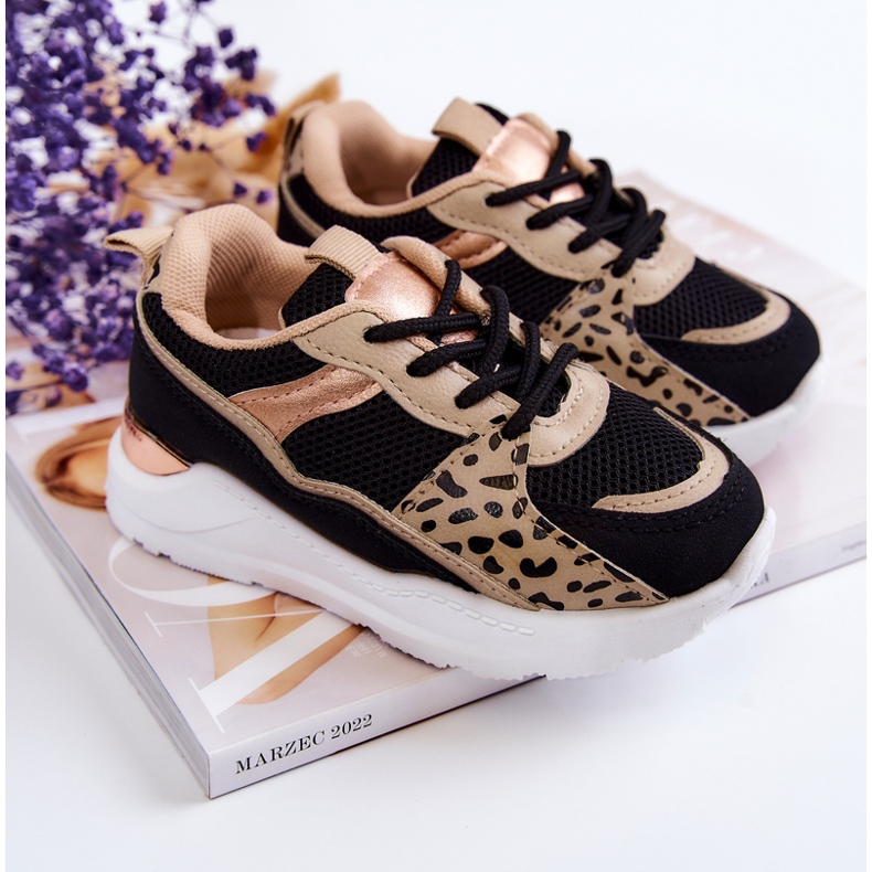 FR1 Children's Sport Shoes Sneakers Black and Beige Kizzie 1