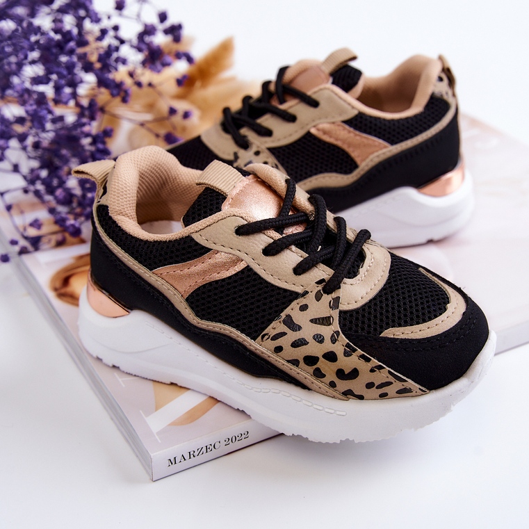 FR1 Children's Sport Shoes Sneakers Black and Beige Kizzie 2