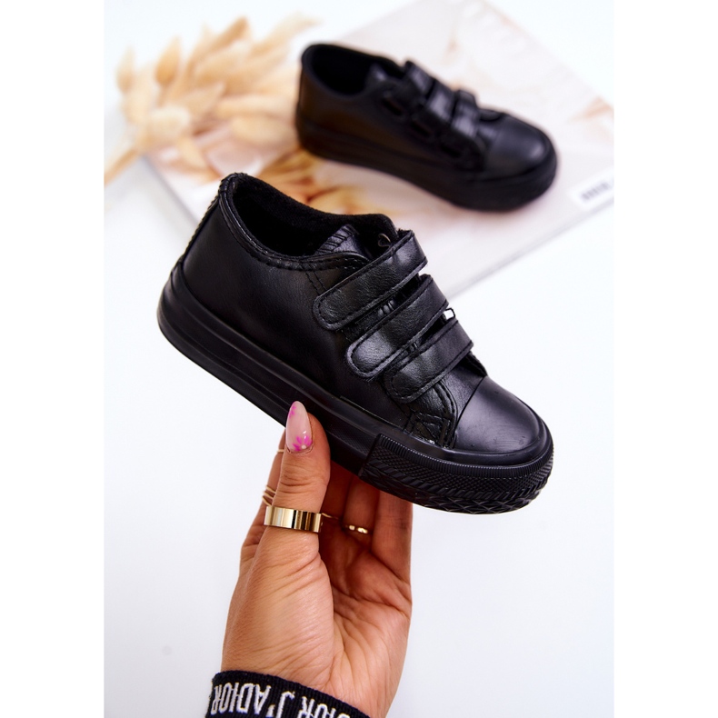 Children's Leather Sneakers Sneakers With Velcro Black Foster 1