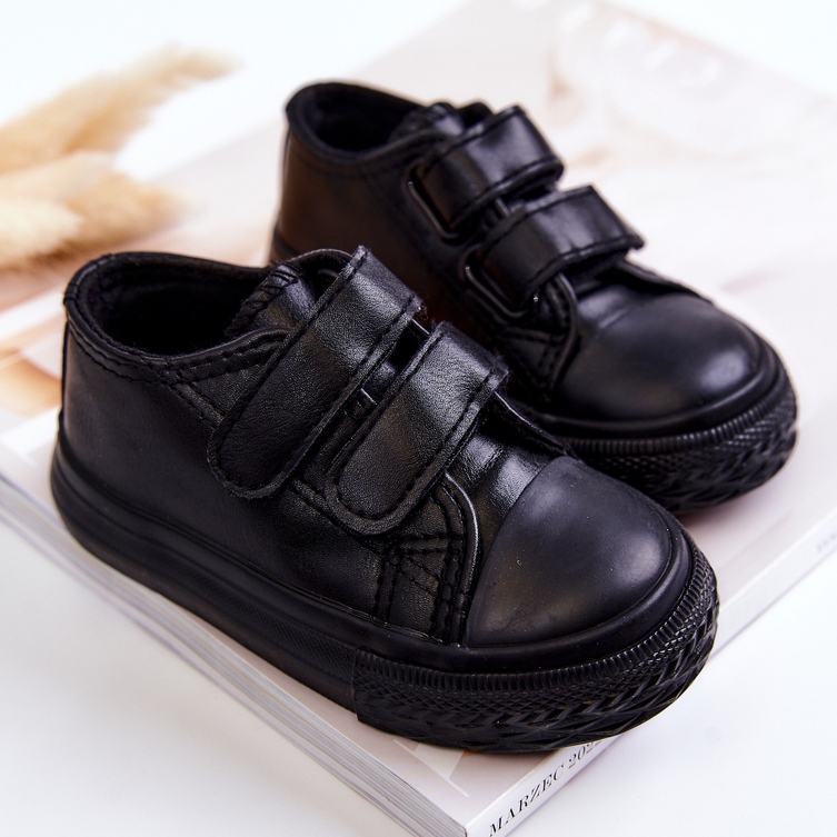 Children's Leather Sneakers Sneakers With Velcro Black Foster 2