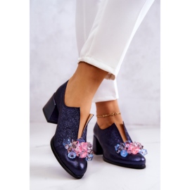 PA2 Leather metallic shoes with navy blue ornament Delaver 2 PA2 Leather metallic shoes with navy blue ornament Delaver 2