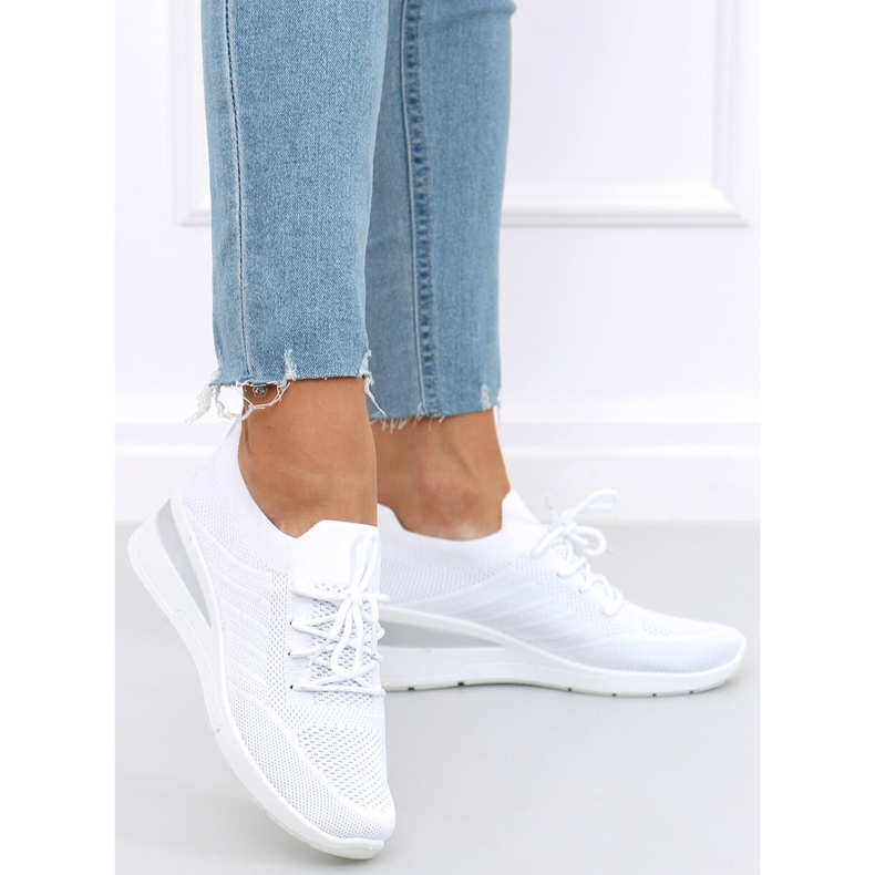 Sock wedge shoes Binita White 1