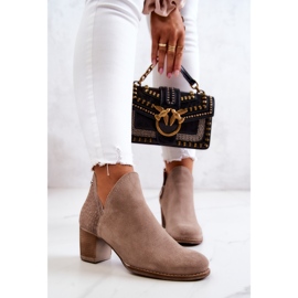 PL3 Women's Leather Boots On A Heel Gray Larsa grey 2