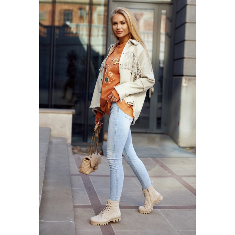 S.Barski Suede Boots Trappers With Light Gray Layden Stitching beige 1