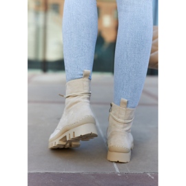 S.Barski Suede Boots Trappers With Light Gray Layden Stitching beige 2