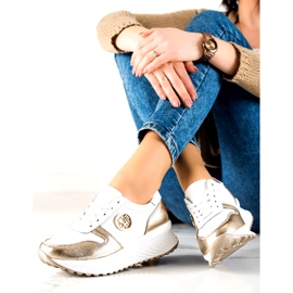 Women's sports shoes tied Filippo DP3547 / 22 WH GO White golden 3