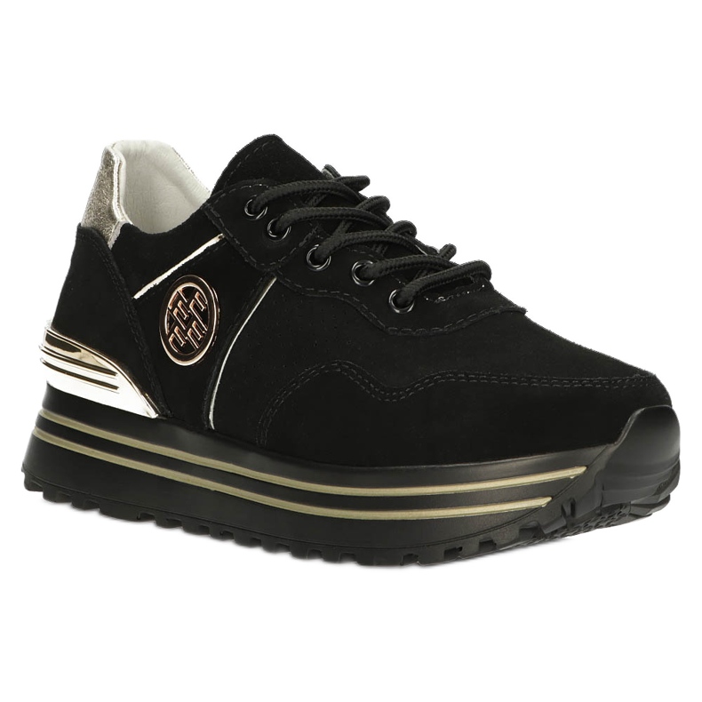 Leather Sneakers Filippo DP3538 / 22 BK GO black 3
