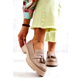 Women's leather shoes Fringes Maciejka 05497-04 Beige 2