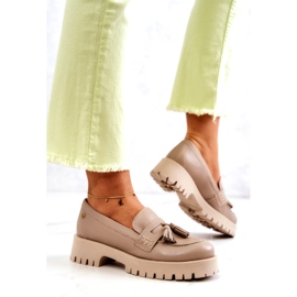 Women's leather shoes Fringes Maciejka 05497-04 Beige 3