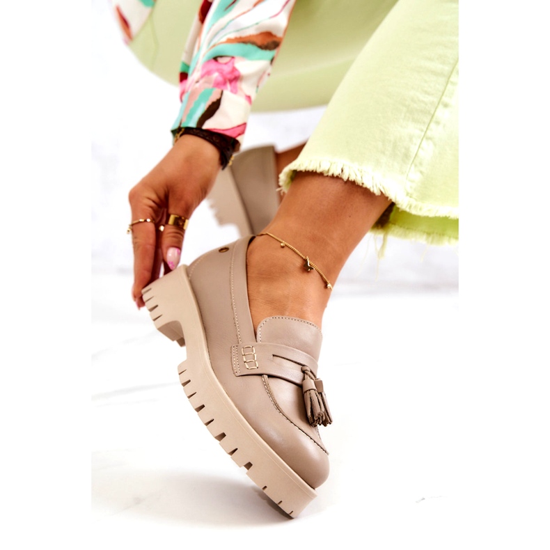 Women's leather shoes Fringes Maciejka 05497-04 Beige 4 Women's leather shoes Fringes Maciejka 05497-04 Beige 4