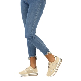 Leather suede sneakers Filippo DP2004 / 21 BE beige golden 2