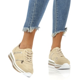 Leather suede sneakers Filippo DP2004 / 21 BE beige golden 3