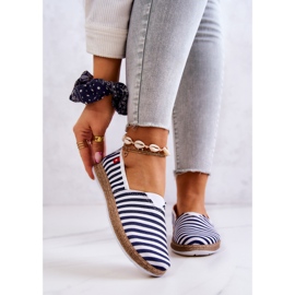 Women's Espadrilles Big Star Slip-on Belts FF276027 Navy Blue white 1