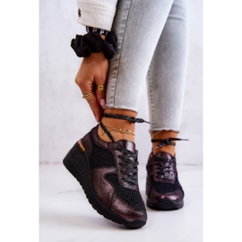 Leather Wedge Sneakers With Mesh S.Barski Black 1