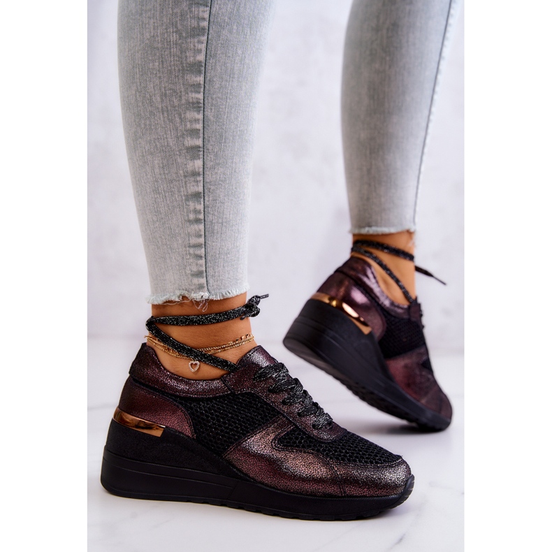 Leather Wedge Sneakers With Mesh S.Barski Black 2