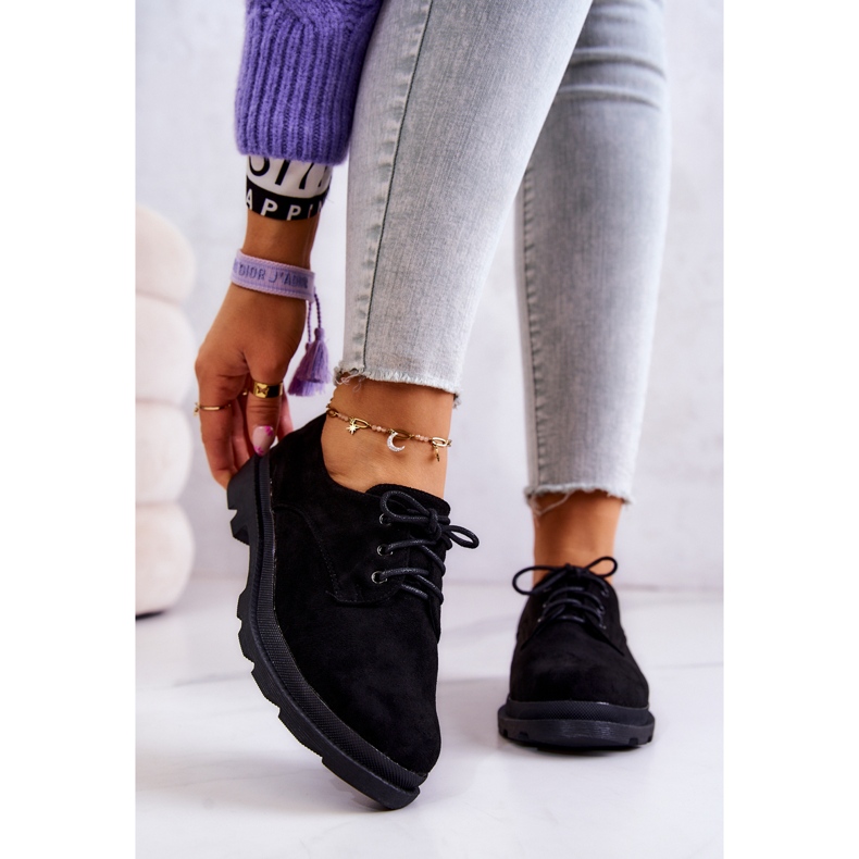 S.Barski Women's Oxfords Suede Classic Shoes Black Colton 1