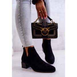 Vinceza Black Carine Openwork Suede Booties With A Cut 2