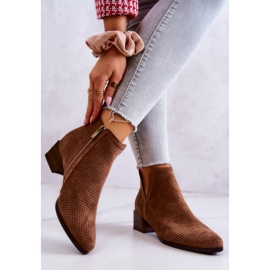 Vinceza Openwork Suede Booties With A Cut Out Brown Carine 2