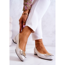 PA2 Leather Ballerinas With A White And Golden Joliet Decoration 2 PA2 Leather Ballerinas With A White And Golden Joliet Decoration 2