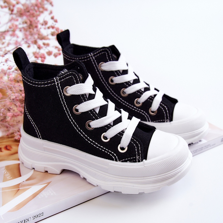 FR1 Children's High Sneakers Black and White Freeze 2
