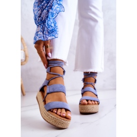 FW1 Women's Tied Sandals On The Amrillo Blue Platform 1