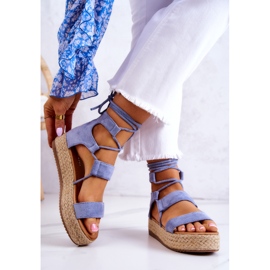 FW1 Women's Tied Sandals On The Amrillo Blue Platform 2