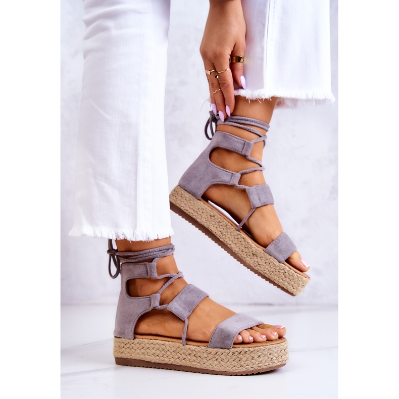 FW1 Women's Tied Sandals On The Gray Amrillo Platform grey 2