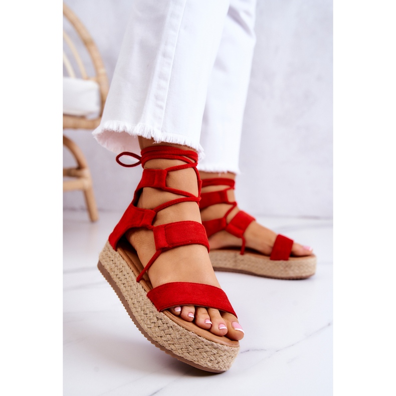 FW1 Women's Tied Sandals On The Red Amrillo Platform 1