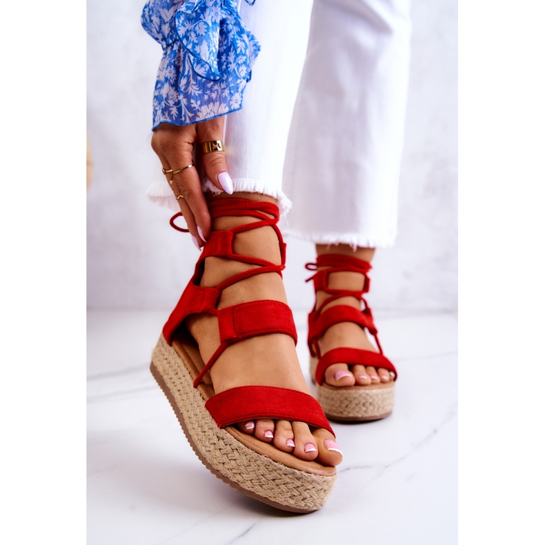 FW1 Women's Tied Sandals On The Red Amrillo Platform 2