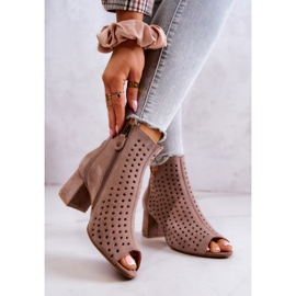 Leather Openwork Boots Maciejka 05420-10 Dark beige 2