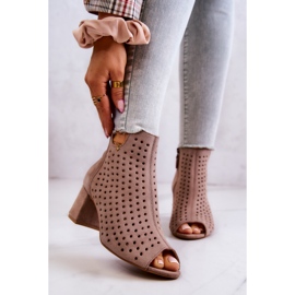 Leather Openwork Boots Maciejka 05420-10 Dark beige 1