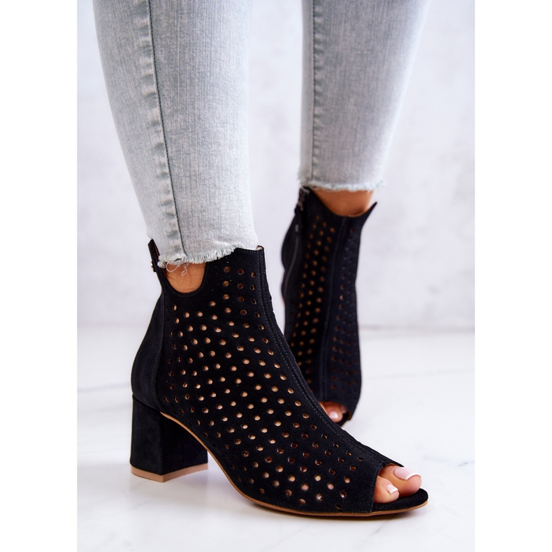 Leather Openwork Boots Maciejka 05420-43 Black 1