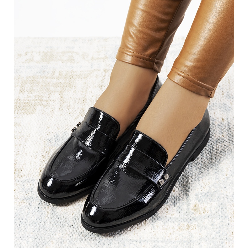 Black patent leather loafers from Abela 1